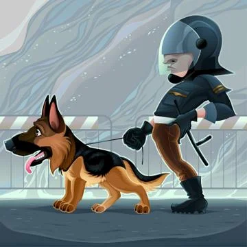 Cop with dog Illustrazione stock