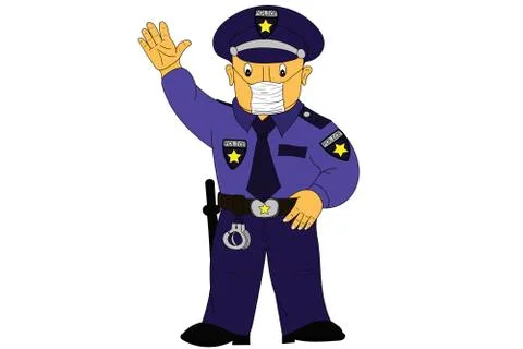 A cop with a mask over his face Stock Illustration