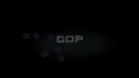 Cop title metal text on black alpha channel background Vídeos de archivo 295906458