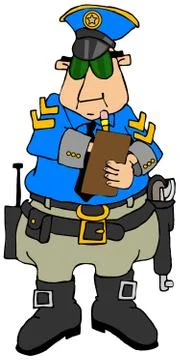 Cop writing a ticket Stock Illustration
