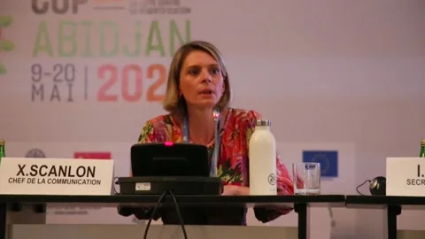 COP15 closes its convention committed to act against desertification, Abiyán, CI Stock Footage 204138371