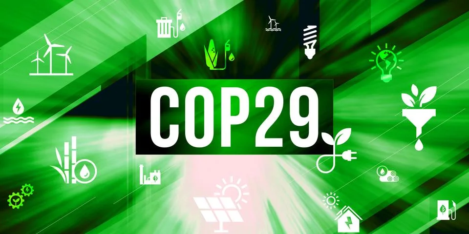 COP29 Event Concept Image Render. Baku, Azerbaijan. 09.05.2024 Stock Illustration
