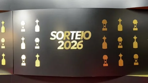 Copa Libertadores groups defined during draw in Paraguay, Luque, PY - 20 Mar 202 Stock Footage 331116493