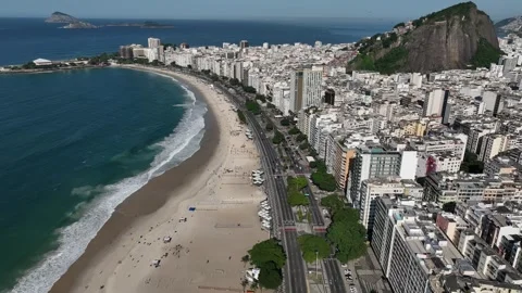 Copacabana and Leme Beach push in Along Avenida Atlantica 動画素材 344751886