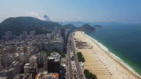 Copacabana Beach Aerial Pullback Rio Stock Footage 331192340