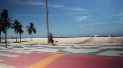 Copacabana beach from car Stock Footage 22173462