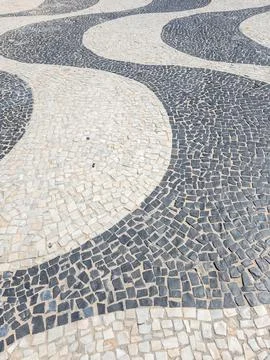 Copacabana beach promenade wave pattern pavement Foto stock