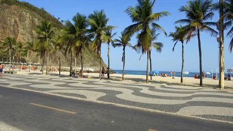 Copacabana Beach - SideWalk Tracking - Multiple angles 스톡 동영상 90754623