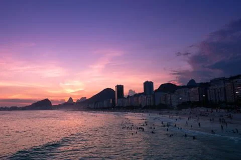 Copacabana Beach at Sunset Stock-Fotos