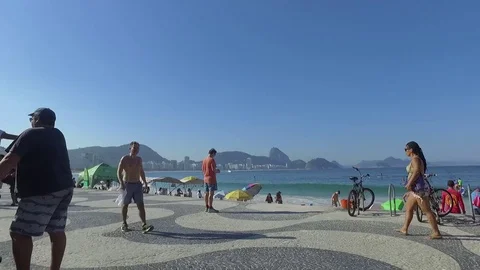 Copacabana beach walking Stock-Footage 71260541
