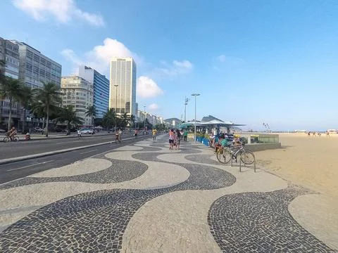 Copacabana Beach Walking path Stock Photos