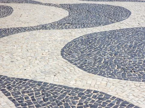 Copacabana sidewalk wave pattern in rio de janeiro Stock Photos