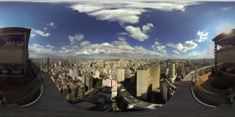 Copan Building aerial Sao Paulo Brazil skyline 360 video VR Stock Footage