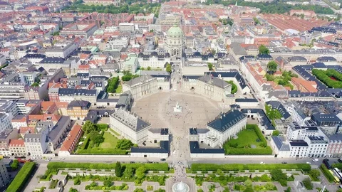 Copenhagen, Denmark. Amalienborg. The palace complex of the XVIII century in the Stock Footage 115634326