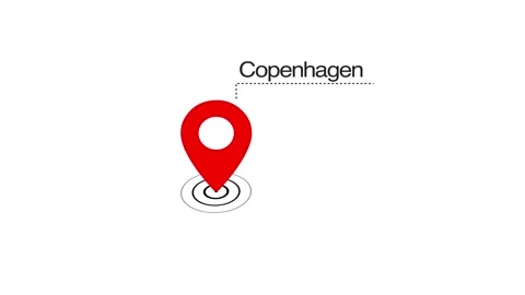 Copenhagen GPS Map pin Location Animation with Digital Navigation Pointer on tra Stock Footage 323833448