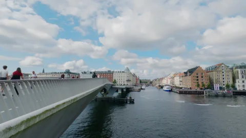 Copenhagen Nyhavn bridge cloudscape Stock Footage 317758482