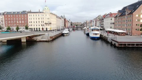 Copenhagen Nyhavn canal Aerial View | Stock Video | Pond5