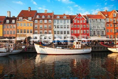 Copenhagen (nyhavn district) in a sunny summer day Stock Photos