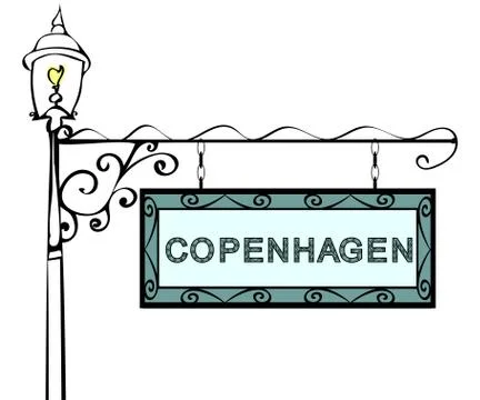 Copenhagen retro vintage lamppost pointer Stock Illustration
