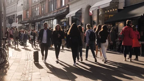 Copenhagen Stroget Stock Footage 129516108