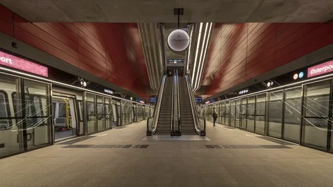 Copenhagen: Time Lapse from Osterport Station on the newly opened Metro Stock Footage