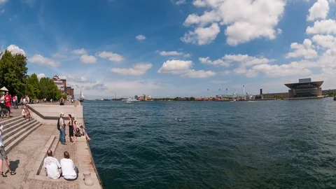 Copenhagen/Denmark - June 1 2011: Timelapse of Amalie garden in front of the ope Stock Footage 123298630