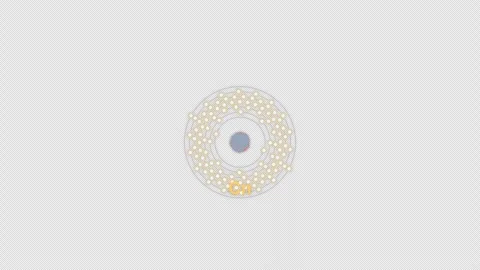Copernicium Cn Bohr Atom Model Clean No Text Animation Video Overlay Alpha 4K Stockbeeldmateriaal 339360482