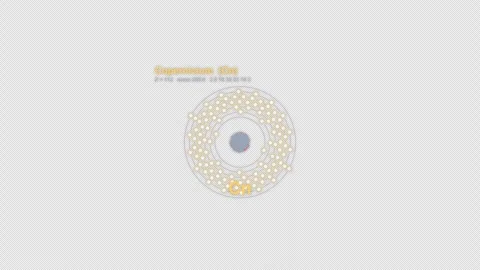 Copernicium Cn Bohr Atom Model Labeled Animation Video Overlay Alpha 4K Vidéo 339360610