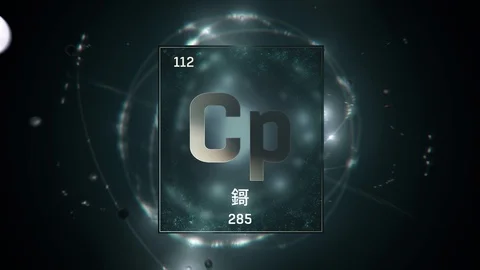 Copernicium as Element 112 of the Periodic Table 3D illustration on green Video stock 126451471
