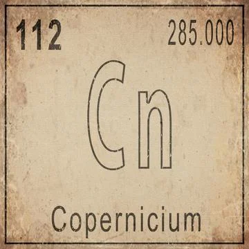 Copernicium Element Card from Periodic Table on Vintage Old Paper Stock Illustration