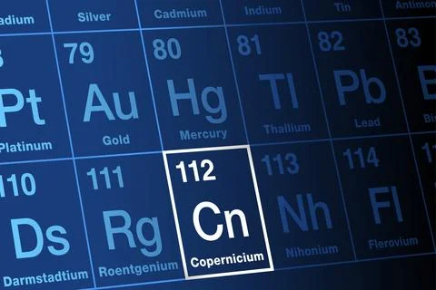 Copernicium on periodic table of the elements, with element symbol Cn Illustrazione stock