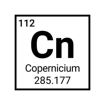 Copernicium science table atomic element symbol chemical sign Stock Illustration