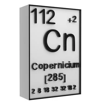 Copernicium,Phosphorus on the periodic table of the elements on white black.. Stock Illustration