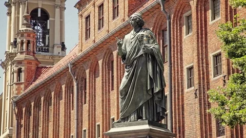 Copernicus outdoor statue Stock Footage 69905204