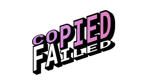 COPIED vs FAILED, 3D Text Animation in Isometric View with Opposite Word Motion Stock Footage 314263383