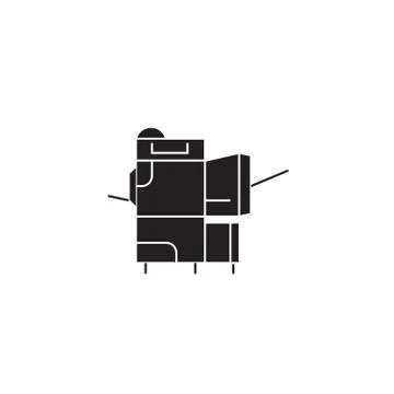 Copier black vector concept icon. Copier flat illustration, sign Stock Illustration