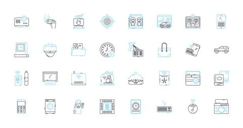 Copier linear icons set. Photocopy , Print , Scanner , Duplex , Automatic 库存插图