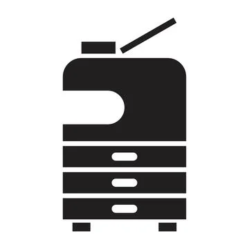 Copier machine icon vector design template in black color isolated sign on wh Stock Illustration