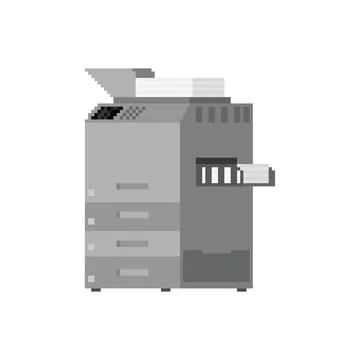 Copier pixel art. 8 bit Large copier office machine symbol Stock Illustration