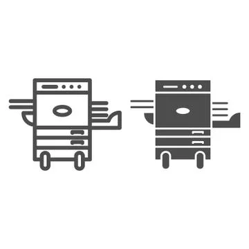 Copier printer line and glyph icon. Multifunction laser printer vector Illustrazione stock