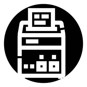 Copier printing document in office equipment icon Stock Illustration