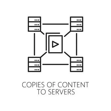 Copies of content to servers. CDN icon Illustrazione stock