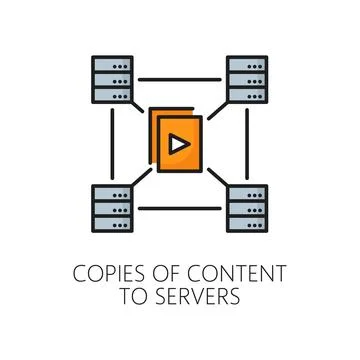 Copies of content to servers, SDC outline icon Illustrazione stock