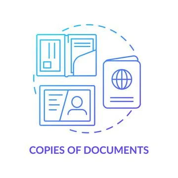 Copies of documents blue gradient concept icon Stock Illustration