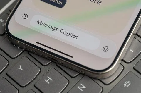 Copilot AI menu with text bar Stock Photos
