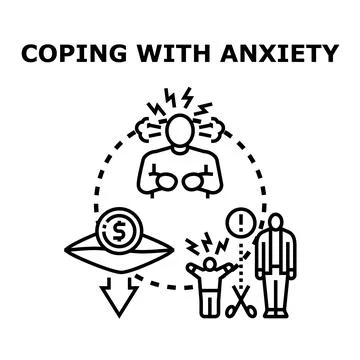 Coping with anxiety stress financial problem mental health Stock Illustration