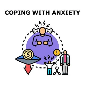Coping with anxiety stress financial problem mental health Stock Illustration