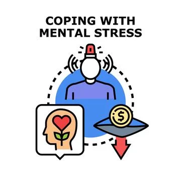 Coping with mental stress causing financial problems Stock Illustration