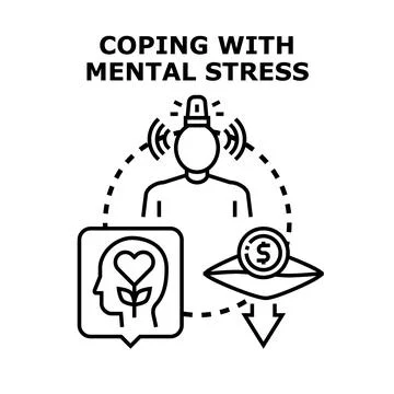 Coping with mental stress causing financial problems Stock Illustration