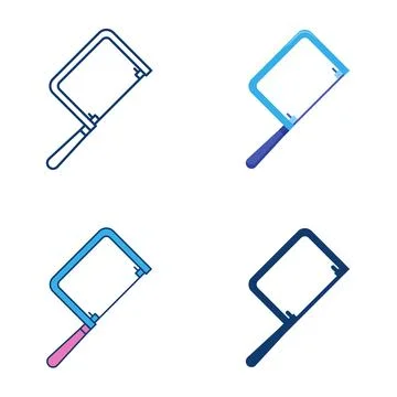 Coping saw flat and line icon set Stock Illustration